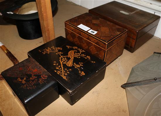 Parquetry box & 3 others